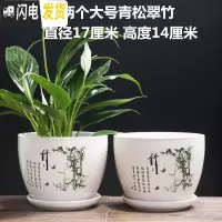三维工匠花盆陶瓷家用大号塑料创意多肉植物小花盆带托盘批发客厅 两个大号青松翠竹 大花盆容器