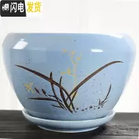 三维工匠蝴蝶兰花盆陶瓷家用简约大号特大带托盘绿萝吊兰多肉花盆 S1苹果XYD蓝-澜花单个 大花盆容器