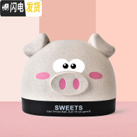三维工匠创意可爱卡通桌面纸巾盒餐巾纸收纳盒卷纸筒家用客厅茶几抽纸盒 米色小猪-抽纸盒