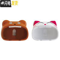 三维工匠创意可爱卡通情侣儿童牙刷架免打孔吸壁式卫生间置物架子牙刷挂架 [2个装]棕色+白色粉耳朵