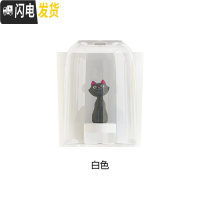 三维工匠卫生间牙刷架漱口杯牙缸架壁挂式牙具套装免打孔刷牙杯牙刷置物架 猫咪白色