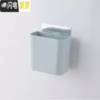 三维工匠简单牙刷时尚筐筒式刷架粘贴网收纳家庭木梳壁挂式杯架装牙简约红 牙刷桶[蓝色]牙具座