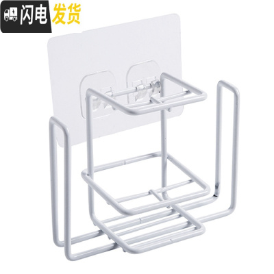 三维工匠铁艺牙刷置物架卫生间漱口杯收纳架壁挂牙刷架壁式情侣刷牙杯架子 白色YL057