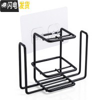 三维工匠铁艺牙刷置物架卫生间漱口杯收纳架壁挂牙刷架壁式情侣刷牙杯架子 黑色YL057