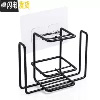 三维工匠铁艺牙刷置物架卫生间漱口杯收纳架壁挂牙刷架壁式情侣刷牙杯架子 黑色YL057