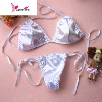 性感比基尼三点式内衣内裤女蕾丝情趣丁字T裤深V挂脖美背文胸套装文胸套装 FISH BASKET