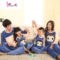 鱼篓(FISH BASKET)母女亲子睡衣一家三口装母子冬季珊瑚法兰绒加肥加大码卡通家居服