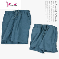 鱼篓(FISH BASKET)日系夏季薄款皱纱布家居五分裤睡裤女夏五分裤睡裤夏季短