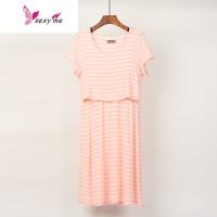 鱼篓(FISH BASKET)女夏莫代尔孕妇短袖睡裙哺乳衣产后月子服连衣裙喂奶衣家居服睡衣