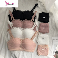 2020新款无钢圈少女内衣上托聚拢小胸罩日系蕾丝花边雪纺文胸 文胸套装 FISH BASKET