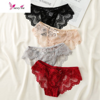 4条装女士内裤女蕾丝超薄低腰女式棉裆三角裤头 FISH BASKET