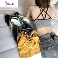 时尚女装性感后背交叉镂空无钢圈打底吊带背心纯色抹胸内衣潮 FISH BASKET