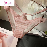 欧美绑带蕾丝内裤女士性感低腰网纱镂空透明透视三角裤夏季薄款 FISH BASKET