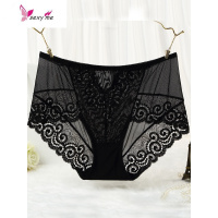 加大码性感蕾丝中高腰加肥女士透明胖mm200斤内裤夏薄款 FISH BASKET