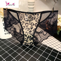 刺绣豹纹网纱性感三角裤轻薄中腰内裤女蕾丝女士 FISH BASKET