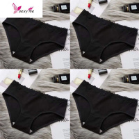 新款雷丝内裤女棉黑色系中腰简约少女日系软妹棉色女士 FISH BASKET