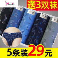 5条装棉男士三角内裤男棉青年底裤中腰裤头透气短裤夏季宽松 FISH BASKET