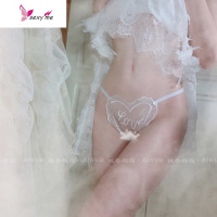 做你的猫:爱到心坎 珍珠丁字裤性感透明蕾丝字母爱心心形内裤女 FISH BASKET