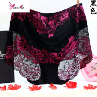 刺绣大码内裤 女蕾丝绣花裤头高腰加肥胖mm200斤性感 FISH BASKET
