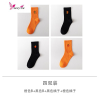 橙色袜子女中筒袜ins潮网红长筒袜常规款橘色男袜棉高腰秋季 FISH BASKET丝袜/打底袜/袜丝袜