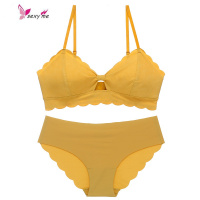 内衣女无钢圈小胸薄款三角杯奢华法式文胸罩bralette FIH BAKET文胸套装 FISH BASKET