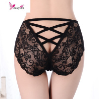 大码蕾丝胖MM超性感超薄魅诱惑中腰女士性惑憾透明三角内裤女 FISH BASKET