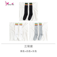 小腿袜女夏季薄款彩虹袜子女ins潮及膝长筒袜棉日系堆堆袜 FISH BASKET袜子