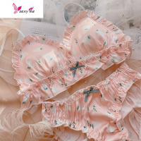 日系甜美内衣莓少女三角杯无钢圈绸缎吊带文胸睡眠文胸可爱 文胸套装 FISH BASKET