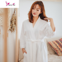 吸水速干睡袍棉华夫格男女浴衣院浴袍夏季薄款情侣睡衣 FISH BASKET