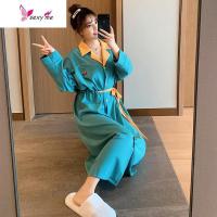 睡袍女棉浴袍大码宽松胖MM200斤孕妇睡衣可爱学生长款睡裙 FISH BASKET