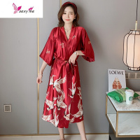 睡袍女薄款夏季冰丝浴袍长款睡裙两件套伴娘新娘晨袍性感睡衣 FISH BASKET