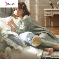 睡裙女棉春季长款性感圆领法式宫廷公主风仙女睡衣长裙子 FISH BASKET