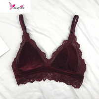 红色内衣女聚拢无钢圈丝绒小胸罩法式女三角杯薄款文胸 FISH BASKET胸罩