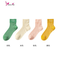 袜子夏天薄款棉简约短袜女黑白棉中筒袜ins潮女袜 FISH BASKET袜子