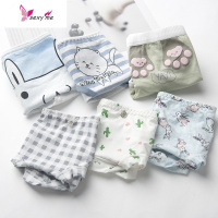 6条装 3棉3内裤女可爱印花性感动物少女低腰三角牛奶丝 FISH BASKET