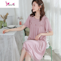 棉睡裙女夏季短袖睡衣薄款家居服女夏妈妈中年睡衣裙 FISH BASKET