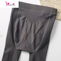 空姐灰一体裤加绒蝴蝶加厚高腰收腹假透肉打底裤透肤连裤袜 FISH BASKET丝袜