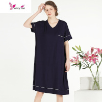 大码睡裙女200斤莫代尔胖mm宽松夏季天长款薄款可外穿孕妇家居服 FISH BASKET