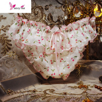 内裤女日系樱桃雪纺蝴蝶结蕾丝边低腰三角裤 FISH BASKET