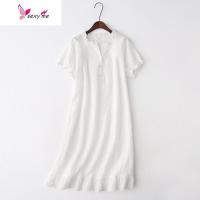 日系夏季女士棉纱布长短袖袖睡裙白公主睡衣柔软吸汗透气 FISH BASKET