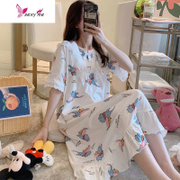 睡衣女夏季棉短袖学生可爱小飞象甜美公主风宽松家居服长款睡裙 FISH BASKET
