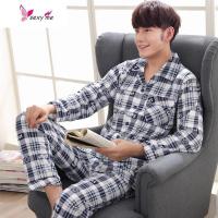 睡衣男棉男士睡衣中年青年款棉大码长袖家居服 FISH BASKET