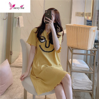 睡裙女夏天短袖薄款棉睡衣秋清新可爱宽松韩版可外穿家居服姜 FISH BASKET