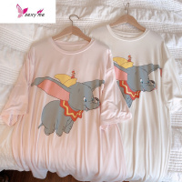 网红小飞象睡裙夏季薄款棉睡衣短袖清凉柔软连衣裙睡裙女 FISH BASKET