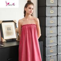 院浴裙抹胸浴巾女可穿裹胸睡裙超柔绒吸水汗蒸客人服洗澡浴袍 FISH BASKET