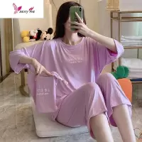 韩版睡衣女中袖莫代尔棉ins宽松常规款夏季大码家居服潮 FISH BASKET