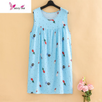 绵绸睡裙女夏人造棉连衣裙大码宽松韩版清新吊带睡裙棉绸睡衣女夏 FISH BASKET