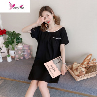 很仙的睡衣女夏韩版短袖性感露背棉宽松薄款睡裙家居服 FISH BASKET