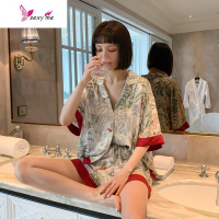 睡衣女夏新款奢华短袖冰丝薄款网红ins绸学生家居服两件套 FISH BASKET