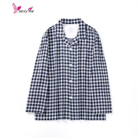 新款棉双层纱布家居服 睡衣+睡裤 小格子 V9[定所居无] FISH BASKET